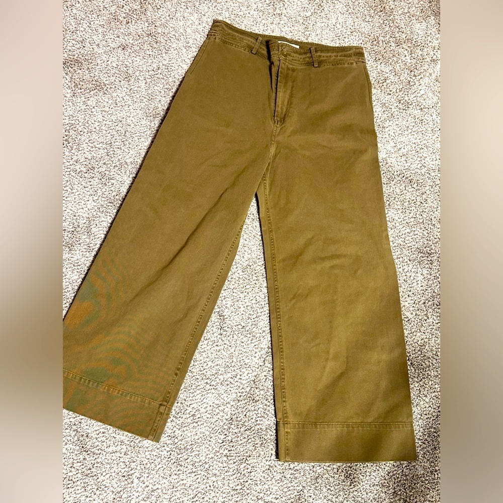 CARGO PANTS Sz 12 by APIECE APART khaki Cotton Wide Leg high waist trousers 5485